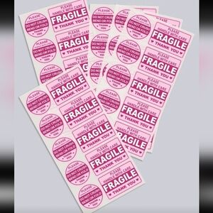 100 Pink Fragile Stickers